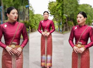 เจ้าฟ้าสิริวัณณวรีฯ ฉลองพระองค์ชุดไทยลายเทพพนม กินนรรำ